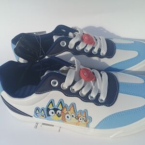Bluey Kids Sneakers Size 8 Youth White Blue Cartoon Shoes Boys Girls Unisex NWT